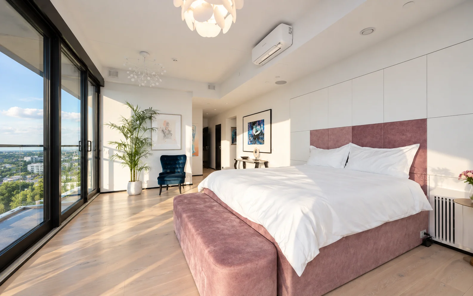 A bedroom facing east