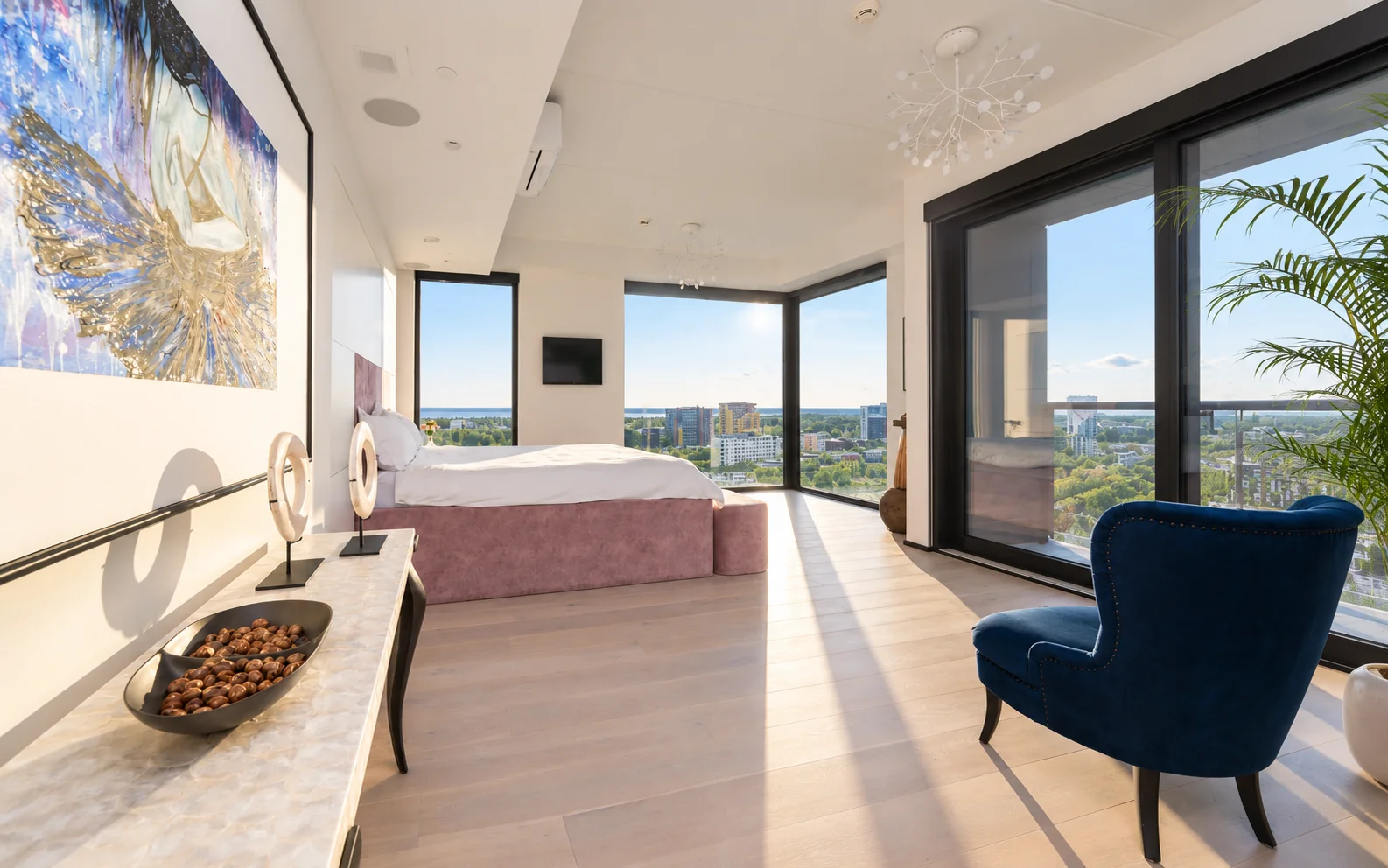 A bedroom facing east