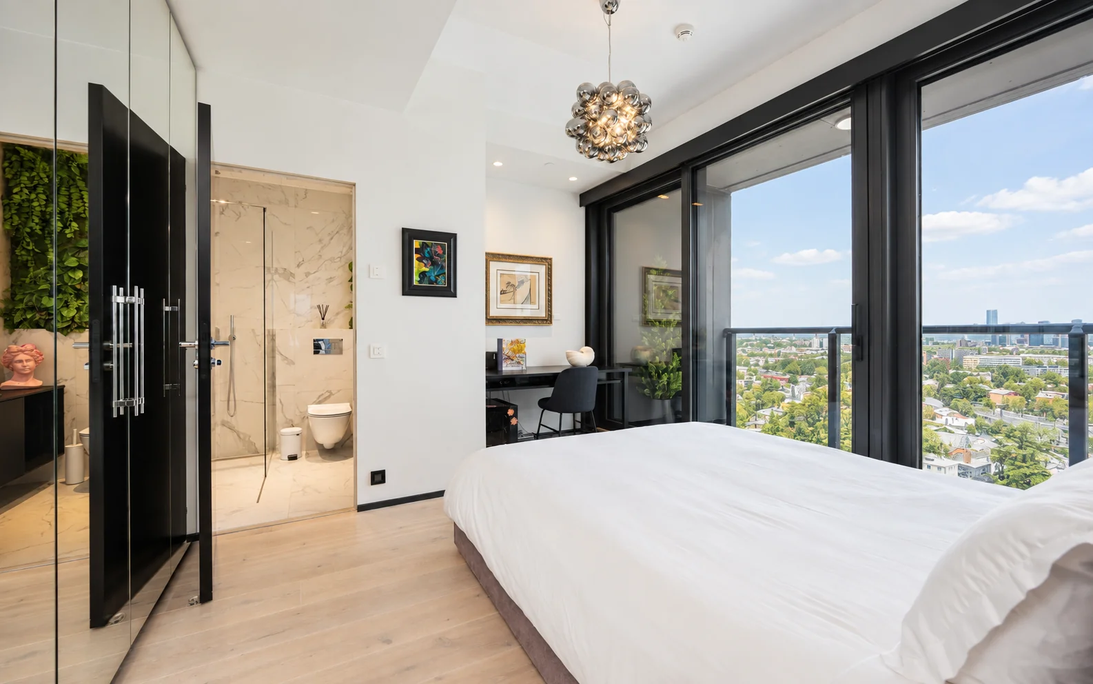 A bedroom facing east