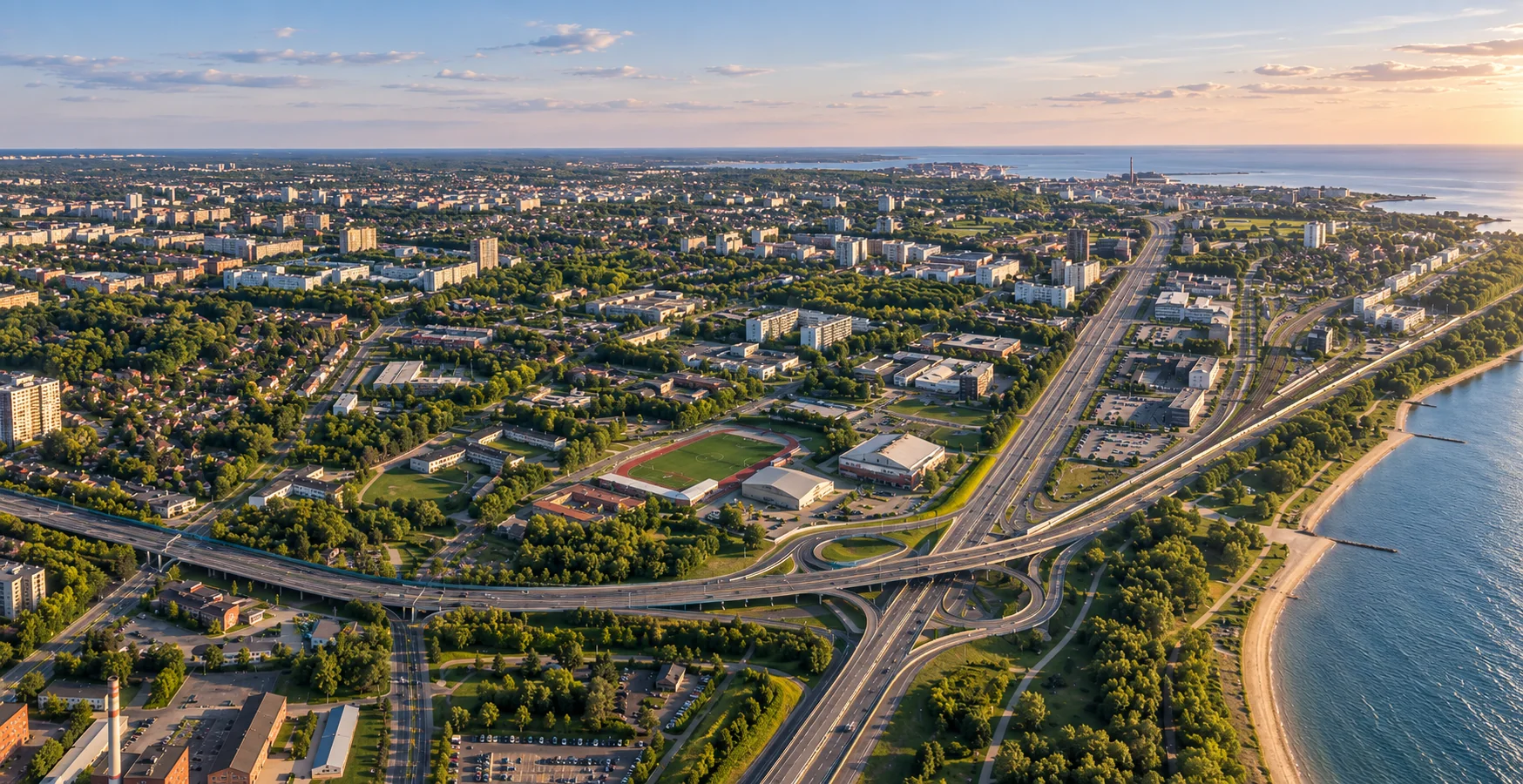 Aerial view over Tondi, Tallinn, around Seebi 1